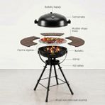 BAZZ360 360° Masalı Kapaklı Kömürlü Barbekü Mangal – 55 cm Izgara, Termometreli, 92 cm Yükseklik, 120 cm Masa