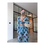 BB Bensu Buyruk BALON KOL CROP BLUZ MAVİ