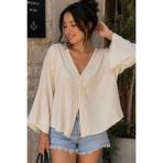 bb butik basic Kadın Müslin Oversize Bluz Salaş Kesim Yazlık Basic Ceket MY3535