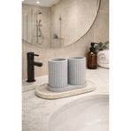 BB Craft Çiftli Mermer Desenli Banyo Organizeri – Diş Fırçalık & Kozmetik Düzenleyici (Sabit Tabanlı)