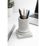 BB Craft Mermer Görünümlü Sütun Kalemlik – Dekoratif Masaüstü Organizer – 9.5 cm