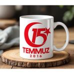 BB Design 15 Temmuz Tasarımlı Beyaz Seramik Baskılı Kupa Bardak 330 ml - 001 - Beyaz