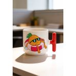 BB Design Ananas Tatilde Tasarımlı Kırmızı T Kulplu Seramik Baskılı Kupa Bardak 250 ml - 1 Adet - 200 ml