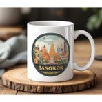 BB DESIGN Bangkok Tasarımlı Beyaz Seramik Baskılı Kupa Bardak 330 ml - 001 - Beyaz