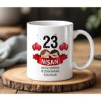 BB Design BB Desing 23 Nisan Çocuk Bayramı Tasarımlı Beyaz Seramik Baskılı Kupa Bardak 330 ml - 1 Adet