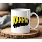 BB Design BB Desing Ahhh ! Tasarımlı Beyaz Seramik Baskılı Kupa Bardak 330 ml