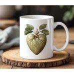 BB Design BB Desing Damarlı Kalpli Çiçek Tasarımlı Beyaz Seramik Baskılı Kupa Bardak 330 ml