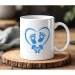 BB Design BB Desing Erkek Bebek Ayağı Tasarımlı Beyaz Seramik Baskılı Kupa Bardak 330 ml - 1 Adet