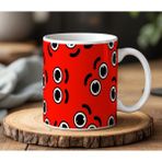 BB Design BB Desing Kırmızı Desenli Göz Tasarımlı Beyaz Seramik Baskılı Kupa Bardak 330 ml - 1 Adet