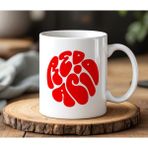 BB Design BB Desing Kırmızı Yazım Tasarımlı Beyaz Seramik Baskılı Kupa Bardak 330 ml