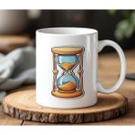 BB Design BB Desing Kum Saati Tasarımlı Beyaz Seramik Baskılı Kupa Bardak 330 ml - 1 Adet