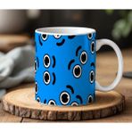 BB Design BB Desing Mavi Desenli Göz Tasarımlı Beyaz Seramik Baskılı Kupa Bardak 330 ml