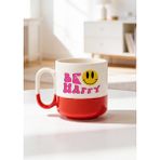 BB Design Be Happy Tasarımlı Seramik Baskılı Pro Kupa Bardak 330ML - 001 - Beyaz - 300 ml