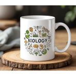 BB Design Biology Tasarımlı Beyaz Seramik Baskılı Kupa Bardak 330 ml - 001 - Beyaz