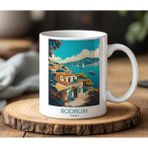 BB Design Bodrum Tasarımlı Beyaz Seramik Baskılı Kupa Bardak 330 ml - 1 Adet