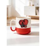 BB Design Boks Eldiveni Tasarımlı Seramik Baskılı Pro Kupa Bardak 330ML - 001 - Beyaz - 300 ml