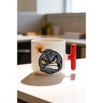 BB Design Bomba Tasarımlı Kırmızı T Kulplu Seramik Baskılı Kupa Bardak 250 ml - 001 - Beyaz - 200 ml