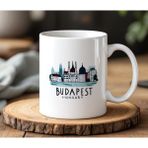 BB Design Budapeşte Tasarımlı Beyaz Seramik Baskılı Kupa Bardak 330 ml - 001 - Beyaz