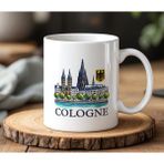 BB Design Cologne Tasarımlı Beyaz Seramik Baskılı Kupa Bardak 330 ml - 001 - Beyaz