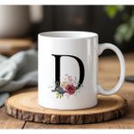 BB Design D Harfi Tasarımlı Beyaz Seramik Baskılı Kupa Bardak 330 ml - 1 Adet