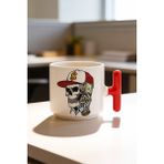 BB Design Dolar Tasarımlı Kırmızı T Kulplu Seramik Baskılı Kupa Bardak 250 ml - 1 Adet - 200 ml