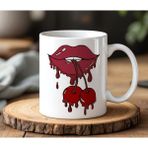 BB Design Dudak Tasarımlı Beyaz Seramik Baskılı Kupa Bardak 330 ml - 001 - Beyaz