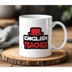 BB Design English Teacher Tasarımlı Beyaz Seramik Baskılı Kupa Bardak 330 ml - 001 - Beyaz