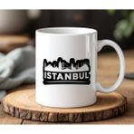 BB Design Istanbul Görsel Tasarımlı Beyaz Seramik Baskılı Kupa Bardak 330 ml - 001 - Beyaz