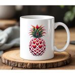 BB Design Kalpli Ananas Tasarımlı Beyaz Seramik Baskılı Kupa Bardak 330 ml