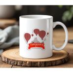 BB Design Kapadokya Sticker Tasarımlı Beyaz Seramik Baskılı Kupa Bardak 330 ml - 001 - Beyaz