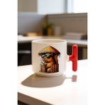 BB Design Kapibara Içecek Tasarımlı Kırmızı T Kulplu Seramik Baskılı Kupa Bardak 250 ml - 1 Adet - 200 ml
