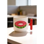 BB Design Karpuz Dilimli Tasarımlı Kırmızı T Kulplu Seramik Baskılı Kupa Bardak 250 ml - 001 - Beyaz - 200 ml