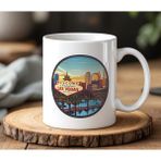 BB Design Las Vegas Tasarımlı Beyaz Seramik Baskılı Kupa Bardak 330 ml - 001 - Beyaz