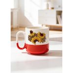 BB Design Leoparlı Ayçiçek Tasarımlı Seramik Baskılı Pro Kupa Bardak 330ML - 1 Adet - 300 ml