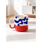 BB Design Mavi Desen Tasarımlı Baskılı Seramik Pro Kupa Bardak 330ML - 001 - Beyaz - 300 ml