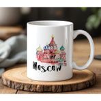 BB Design Moskova Tasarımlı Beyaz Seramik Baskılı Kupa Bardak 330 ml - 001 - Beyaz