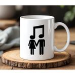 BB Design Müzik Notası Insanlar Tasarımlı Beyaz Seramik Baskılı Kupa Bardak 330 ml - 1 Adet