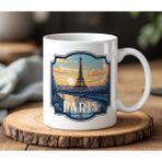 BB DESIGN Paris France Tasarımlı Beyaz Seramik Baskılı Kupa Bardak 330 ml - 001 - Beyaz