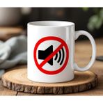 BB DESIGN Ses Yasak Tasarımlı Beyaz Seramik Baskılı Kupa Bardak 330 ml - 001 - Beyaz