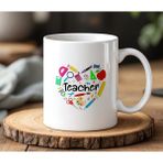 BB Design Teacher Kalpli Tasarımlı Beyaz Seramik Baskılı Kupa Bardak 330 ml