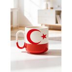 BB Design Türk Bayrağı Tasarımlı Baskılı Seramik Pro Kupa Bardak 330ML - 001 - Beyaz - 300 ml