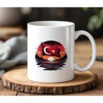 BB Design Türk Bayrağı Tasarımlı Beyaz Seramik Baskılı Kupa Bardak 330 ml - 1 Adet