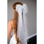 BBA TULLE STORE 35 CM BONCUKLU FİYONK KISA DUVAK,NİKAH BONCUKLU FİYONK TOKA, Boncuklu Fiyonk Duvak - Gelin Gelinlik