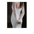 BBA TULLE STORE BEYAZ İNCİLİ KOLLUK BÜZGÜLÜ GELİN ELDİVENİ PARMAKSIZ GELİN ELDİVEN KOLLUK