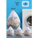 BBag 3 Adet Çamaşır Yıkama Filesi İpli 60x80 Cm Çorap Perde Filesi