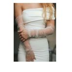 bbays new trend Düz Kumaş Gelin Eldiveni Parmaksız Eldiven Nikah Eldiveni ,Nikah Kolluk,Parmaksız Eldiven