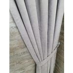 BBB Petek Kadife Dokulu Fon Perde Tek Kanat 1X2,5 Pileli Gri 100X260