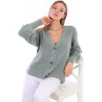 Bbestofbusiness 3 Düğmeli Triko Hırka - L - XL - Su Yeşili