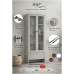 BBF Furniture 84 cm Cam Kapaklı Vitrin ve Kitaplık – 5 Raflı, Çekmeceli, Çok Amaçlı Dolap | Modern Tasarım