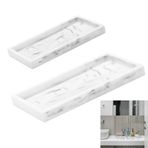 BBK Banyo Vanity Tepsi- 2'li Paket (7,8 inç ve 11,8 inç) Tezgah için Silikon Banyo Tepsileri, Parfüm Anahtar Biblo Halka Tepsi, Mutfak Evyesi Organizasyonu için Dekor Sabunluk Tezgah Tepsisi. (Mermer